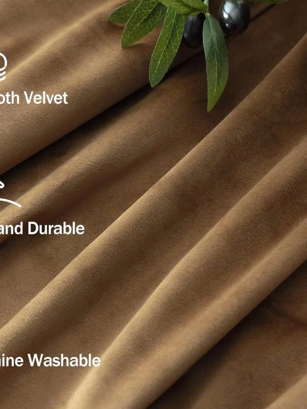 Pitalk brown-52x90 Inch Curtains Velvet Gold Brown Modern Farmhouse Thermal